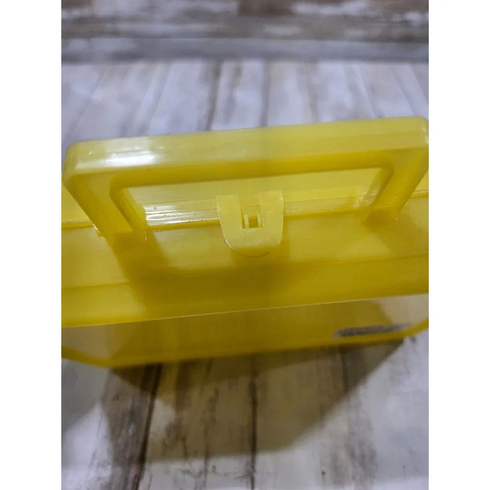 Vintage Crayola Katchalls Yellow Plastic Storage Case Alphabet Graphic C232 USA